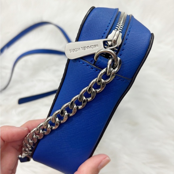 Michael Kors Blue Leather Perforated Crossbody Bag - Picture 6 of 11